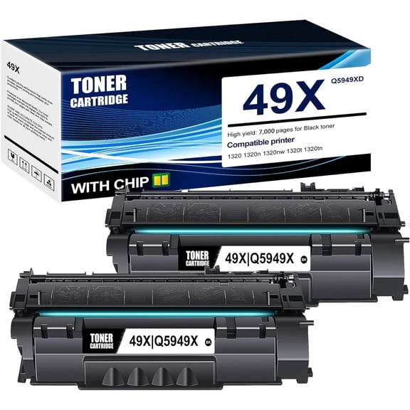 2-Pack Black 49X Q5949XD Toner Cartridge: Compatible 49X Q5949XD Replacement for HP 1320 1320n 1320nw 1320t 1320tn Printer