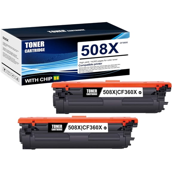 2-Pack Black 508X CF360X Toner Cartridge: Compatible 508X CF360X Replacement for HP M552dn(B5L23A) M553n M553dn M553x M553dh MFP M577dn MFP M577z MFP M577f MFP M577c MFP M577dnm MFP M577cm Printer