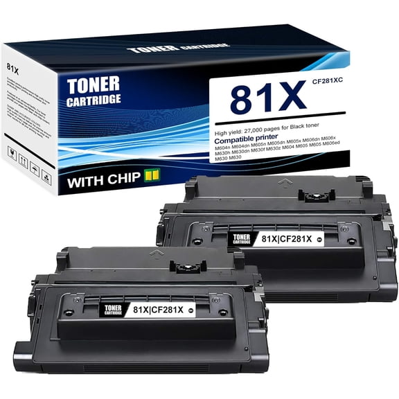 2-Pack Black 81X CF281XC Toner Cartridge: Compatible 81X CF281XC Replacement for HP M604dn, M604n, M605dh, M605dn, M605n, M605x, M606dn, M606x;M630f, M630h;M630h, M630z Printer