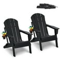 thumbnail image 1 of Adirondack Chairs Set of 2, Folding Plastic Outdoor Patio Furniture Black Fire Pit Chairs All Weather, 1 of 7