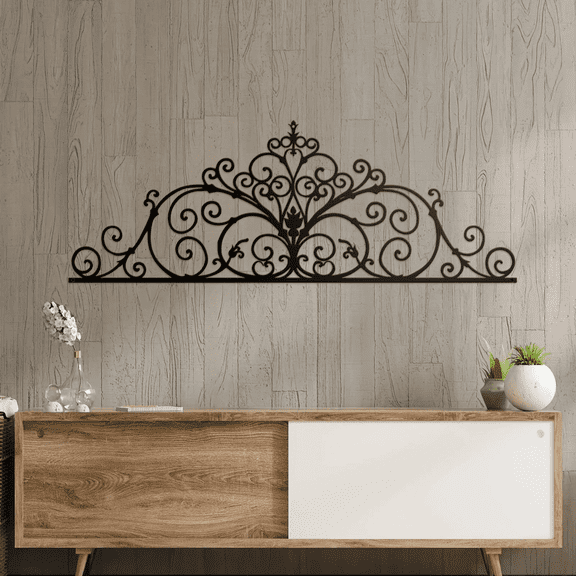 2-Pack Black Aluminum Scroll Wall Art  Arch Vine Metal Decor Indoor/Outdoor Minimalist Accent Holiday Housewarming Gift