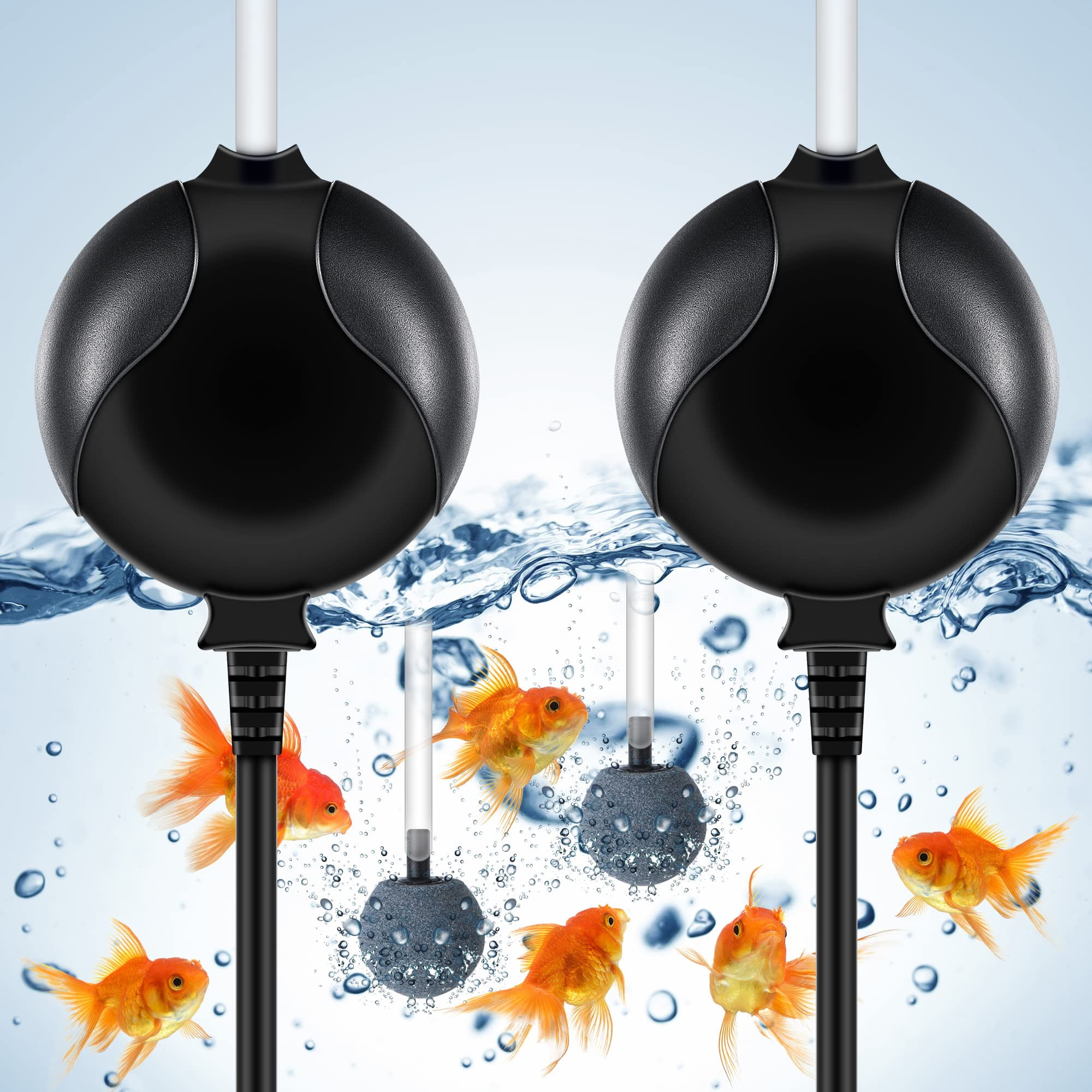 2 Pack Black Aquarium Air Pump Quiet 1.5W Oxygen Aerator Kit for Fish