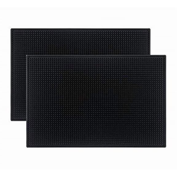 2 Pack Black Bar Mat 18" X 12" Rubber Dish Drying For Countertop Non Slip Cocktail Service Spill Mats Bartending Coffee Accessories Home Kitchen
