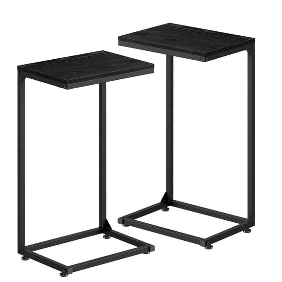 2 Pack Black C-Shaped Side Tables Simple Sliding End Tables for Sofa & Living Room