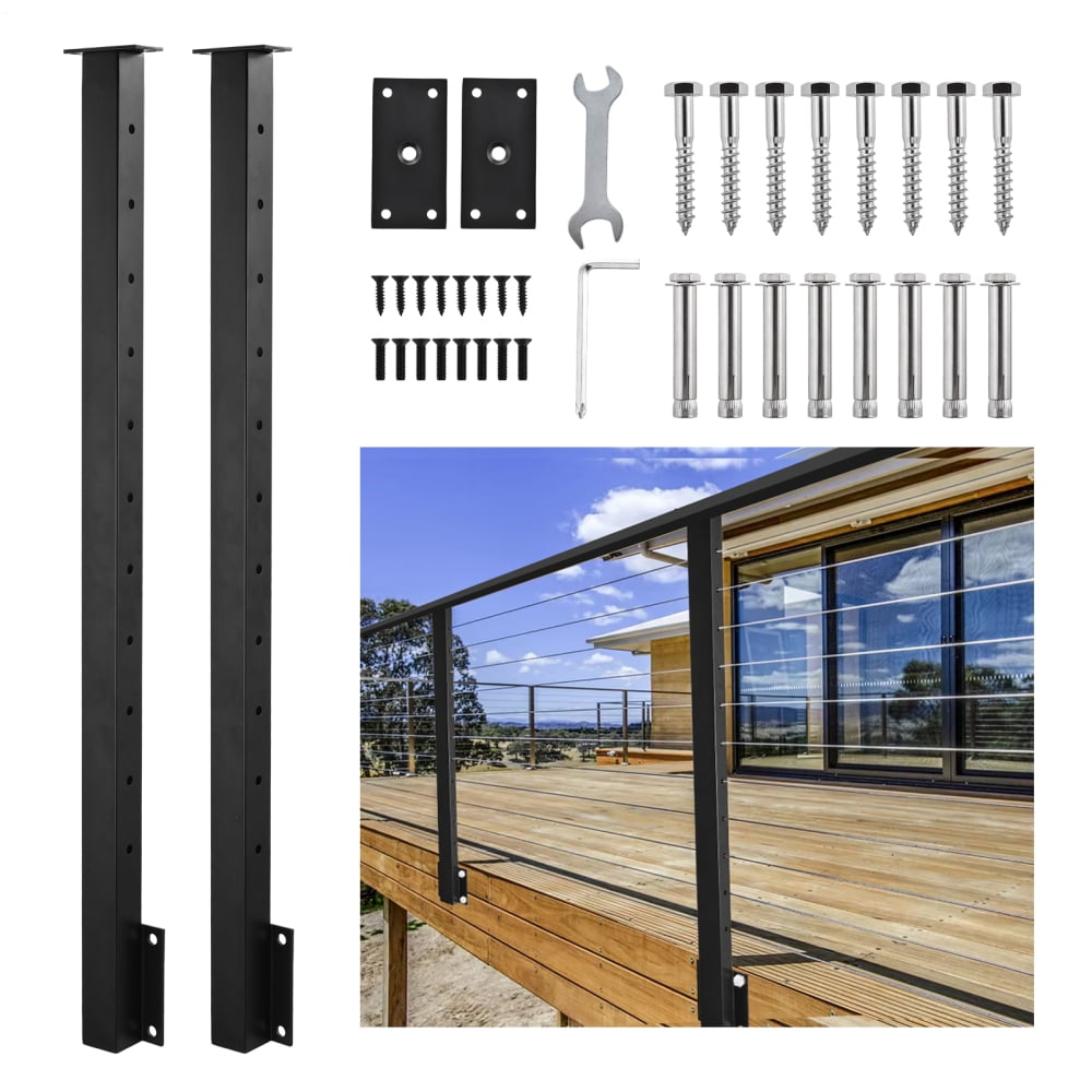 2 Pack Black Cable Railing Post Kit 44