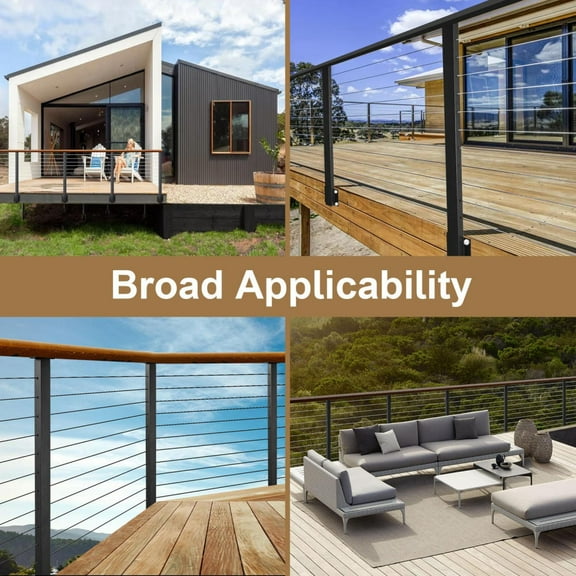 2 Pack Black Cable Railing Post Kit 44", Side Mount Deck Railing System, Weldless Metal Posts for Garden Fence Applications(No Cable and Handrails)