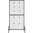 thumbnail image 1 of 2-Pack Black Carbon Steel Grid Wall Panels, 5.9 ft x 2.9 ft Movable Wire Display Rack with Wheels & 10 Hooks, Versatile Usage for Craft Shows, Wall Decor, Storage, and Notice Board, 1 of 10