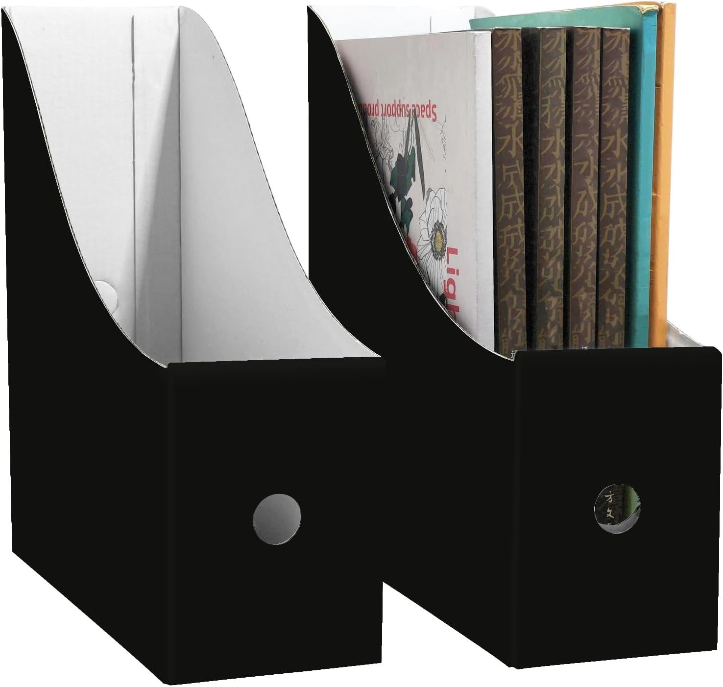 Storage For Paperbacks 2 Pack Black Cardboard Magazine File Holder for Desktop, Book Bins for ...