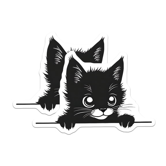 (2 Pack) Black Cat Magnets - Cute Kitten Decor - Refrigerator Locker Kitty Magnets - 5" On Longest Side - Premium Magnet - for Cars, Refrigerators, Toolboxes, Lockers - Made in USA - MAG15221