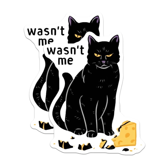 (2 Pack) Black Cat Magnets - Funny Cat - Cheese Humor - 5" On Longest Side - Premium Magnet - for Cars, Refrigerators, Toolboxes, Lockers - Made in USA - MAG16433