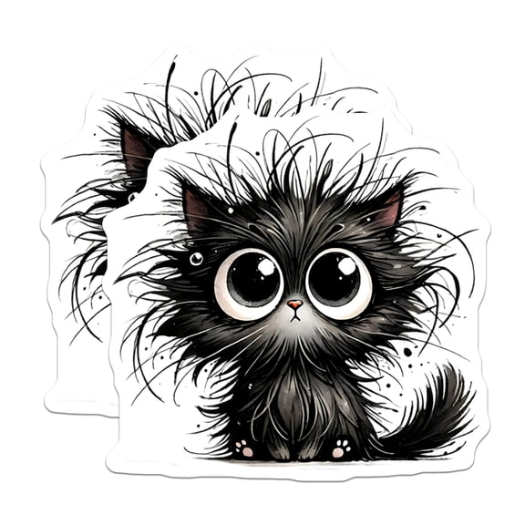 (2 Pack) Black Cat Magnets - Whimsical Feline Decor - Cute Kitty Illustration - 5" On Longest Side - Premium Magnet - for Cars, Refrigerators, Toolboxes, Lockers - Made in USA - MAG15752