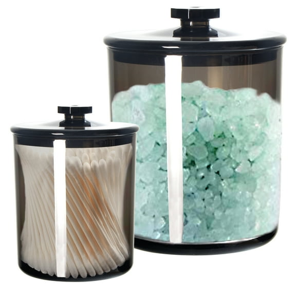 2 Pack Black Clear Plastic Apothecary Jars 60OZ&15OZ YE393.266