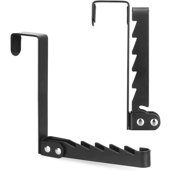 2 Pack Black Collapsible Over The Door Organizer Hooks Heavy Duty 100 Lbs Rustproof Metal 5 Ridges Space Saving Hanger for Coats Towels Laundry Bedroom Bathroom Closet Storage