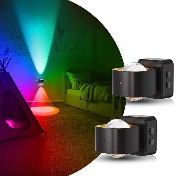2 Pack Black & Copper Smart RGB+Amber Short Cube Night Light