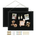 thumbnail image 1 of 2-Pack Black Cork Board with Linen Double-Sided 16"x12", Black Bulletin Board Wood Frame Hanging Pin Board, Picture Display Vision Board Kit Corkboards for Office Home School Decor, 1 of 7