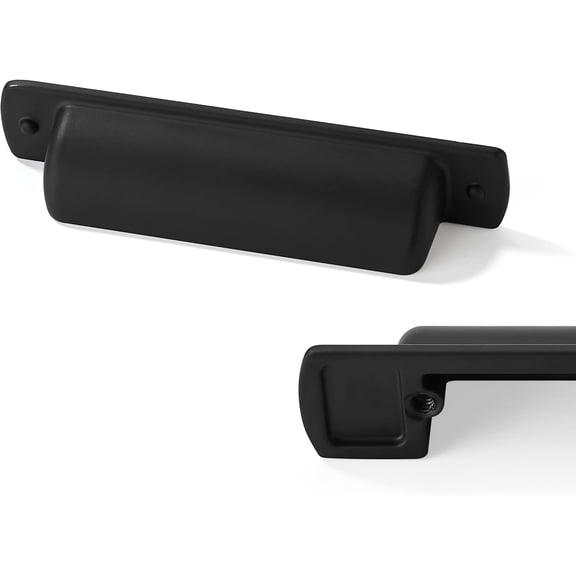 2 Pack Black Cup Pulls 2-1/2"(64mm) Center to Center Drawer Pulls Matte Black Cabinet Cup Pulls Kitchen Cabinet Hardware Vintage Cabinet Handles Bin Cup Drawer Handles Black Knobs.