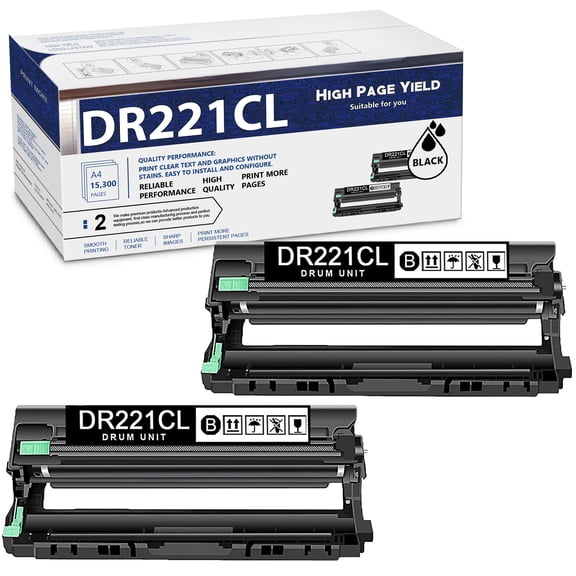 (2-Pack,Black) DR221CL Compatible Drum Replacement for Brother HL-3140CW HL-3150CDN HL-3170CDW HL-3180CDW MFC-9130CW MFC-9140CDN MFC-9330CDW MFC-9340CDW DCP-9015CDW DCP-9020CDN Printer