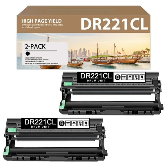 (2-Pack,Black) DR221CL Compatible Drum Replacement for Brother HL-3140CW HL-3150CDN HL-3170CDW HL-3180CDW MFC-9130CW MFC-9140CDN MFC-9330CDW MFC-9340CDW DCP-9015CDW DCP-9020CDN Printer