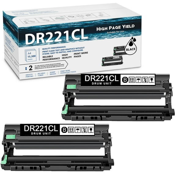 (2-Pack,Black) DR221CL Compatible Drum Replacement for Brother HL-3140CW HL-3150CDN HL-3170CDW HL-3180CDW MFC-9130CW MFC-9140CDN MFC-9330CDW MFC-9340CDW DCP-9015CDW DCP-9020CDN Printer