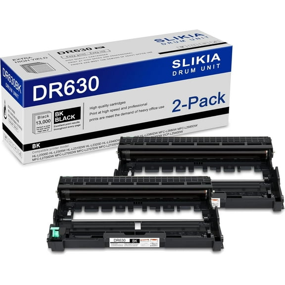 2-Pack Black DR630 Drum Unit: Compatible DR630 DR-630 Replacement for Brother HL-L2300D L2305W L2320D L2340DW MFC-L2740DW L2680W L2700DW L2705DW L2720DW DCP-L2520DW L2540DW Printer