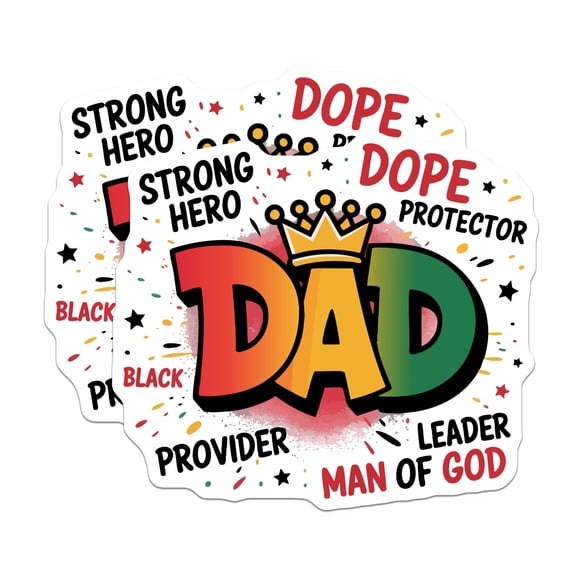 (2 Pack) Black Dad Magnets - Strong Hero Protector Father - Man of God African American Male Leader - 5 Inches On Longest Side - Thick Durable Magnet - Made in USA - MAG22815