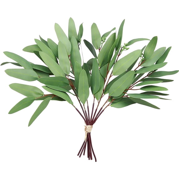 2 Pack Black Eucalyptus Stems with 20 Branches 18.5'' Artificial Flower Bouquet for Vase Halloween Wedding Table Centerpiece Decor