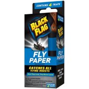 2 Pack - Black Flag Fly Paper, Catches All flying Insects - Contains 4 Traps