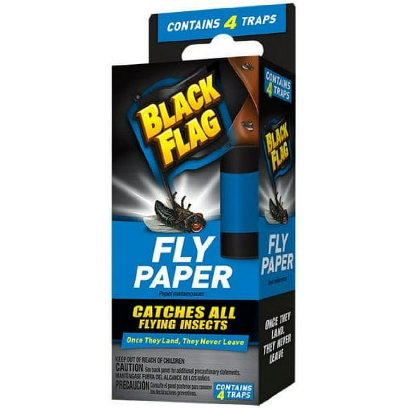 2 Pack - Black Flag Fly Paper, Catches All flying Insects - Contains 4 Traps