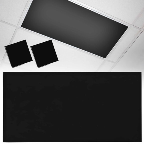 2 Pack Black Fluorescent Light Covers for Ceiling Lights Solid Color Magnetic Ceiling Light Covers Overhead Light Filters for Office Classroom Home