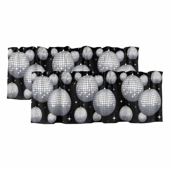 2 Pack Black Grey Ball Valances for Windows Bedroom Living Room Window Treatments, Modern Abstract Art Rod Pocket Valance Drapes Short Kitchen Curtains Over Sink 42"x12"