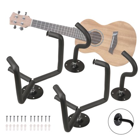 2 Pack Black Guitar Stand Holder Wall Mount Hanger Display Heavy Duty Hook Rack