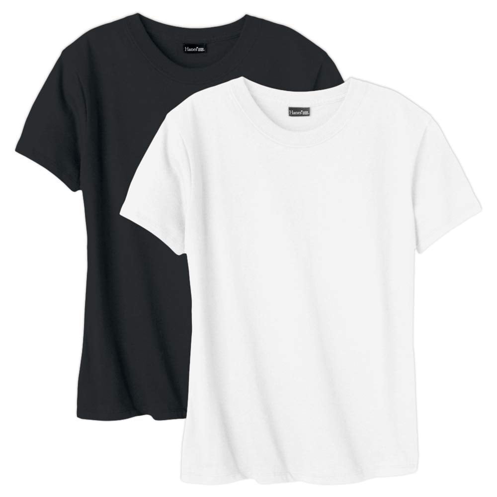 2 Pack Black Hanes t Shirt and White Short Sleeve Shirt