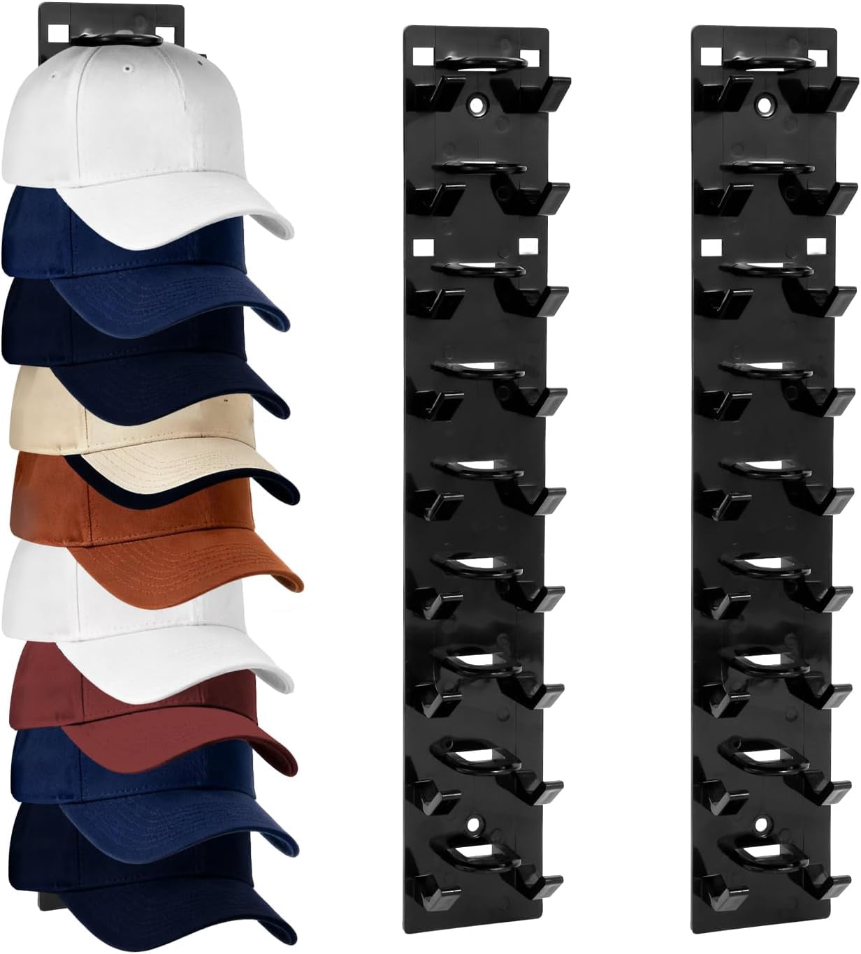 2 Pack Black Hat Organizer - Hat Rack for Wall & Cap Organizer ...