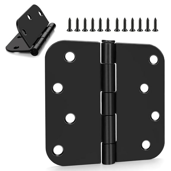 2 Pack Black Heavy Duty Door Hinges 3.5 Inch, Exterior Door Hinges with Square & 5/8" Radius, Removable Pin, Perfect for Front & Back Door, Antirust & No Squeaks