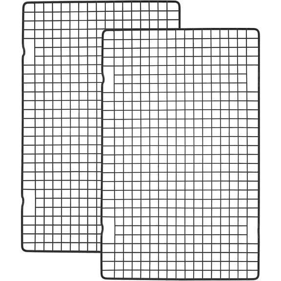 2 Pack Black Heavy Duty Wire Cooking Rack Baking Racks, 16" x 10" Nonstick Baking & Cooling Grid for Roasting, Cooking, Grilling, Drying