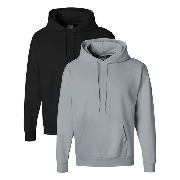 Hanes Mens ComfortBlend® EcoSmart® Pullover Hoodie Sweatshirt (Pack of 2) (1 Black / 1 Light Steel)