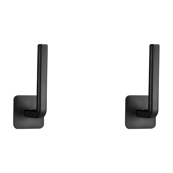 2 Pack Black L-Shaped Adhesive Paper Towel Holder, Heavy Duty Plastic Wall Mount Hook for Kitchen, Bathroom & Cabinet (No Drill, 2 Pack)