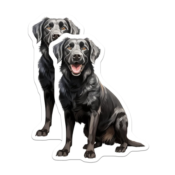 (2 Pack) Black Lab Stickers - Labrador Retriever Pet Portrait - Dog Lover Accessory Decals - 5" On Longest Side - Sticks to Smooth Flat Surfaces - Made in USA - BMCS30224