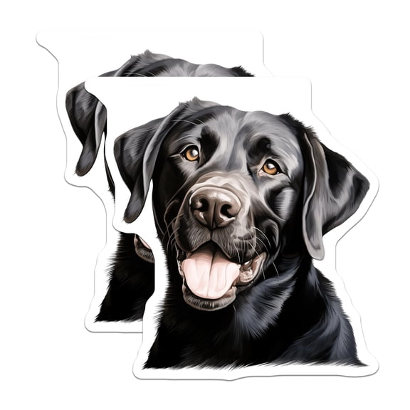 (2 Pack) Black Labrador Retriever Stickers - Happy Lab Dog Decal - Dog Lover Accessory - 5" On Longest Side - Sticks to Smooth Flat Surfaces - Made in USA - BMCS30393