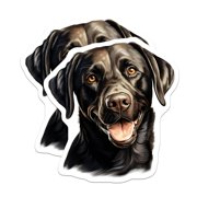 2 Pack Black Labrador Retriever Stickers - Happy Lab Dog Decals - Pet Owner Accessory - Dog Mom Dad - 5" On Longest Side - Sticks to Smooth Flat Surfaces - Made in USA - BMCS27122