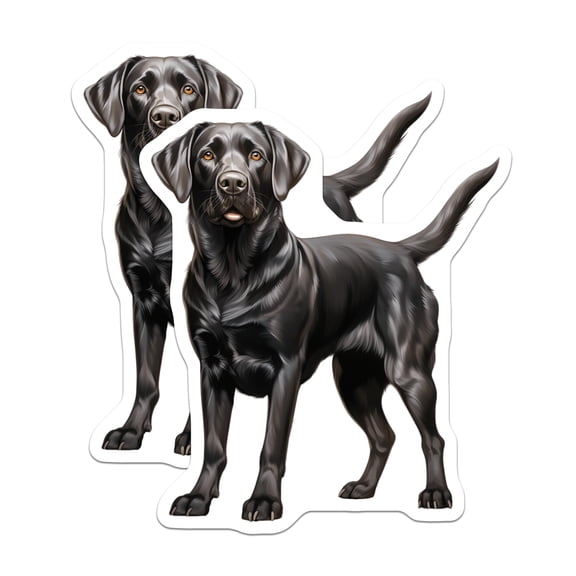 (2 Pack) Black Labrador Stickers - Realistic Dog Art - Lab Retriever Decals - 5" On Longest Side - Sticks to Smooth Flat Surfaces - Made in USA - BMCS29449