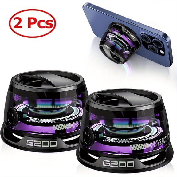 (2 Pack Black)Magnetic Speaker, Small Speaker with Multi-Rgb Color Light And Phone Holder for Metal Surface, Perfect Mini Speaker for Shower, Room, Bike, Car, Outdoor Gifts for Teens