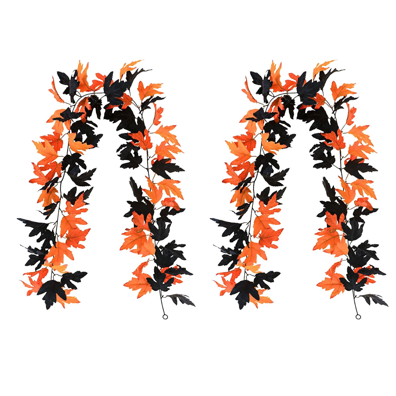 2 Pack Black Maple Leaf Vines Artificial Halloween Foliage Bendable ...