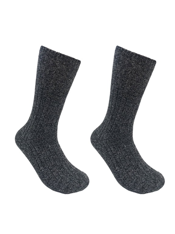 Men's Black Marled Ribbed Socks, 2 Pack