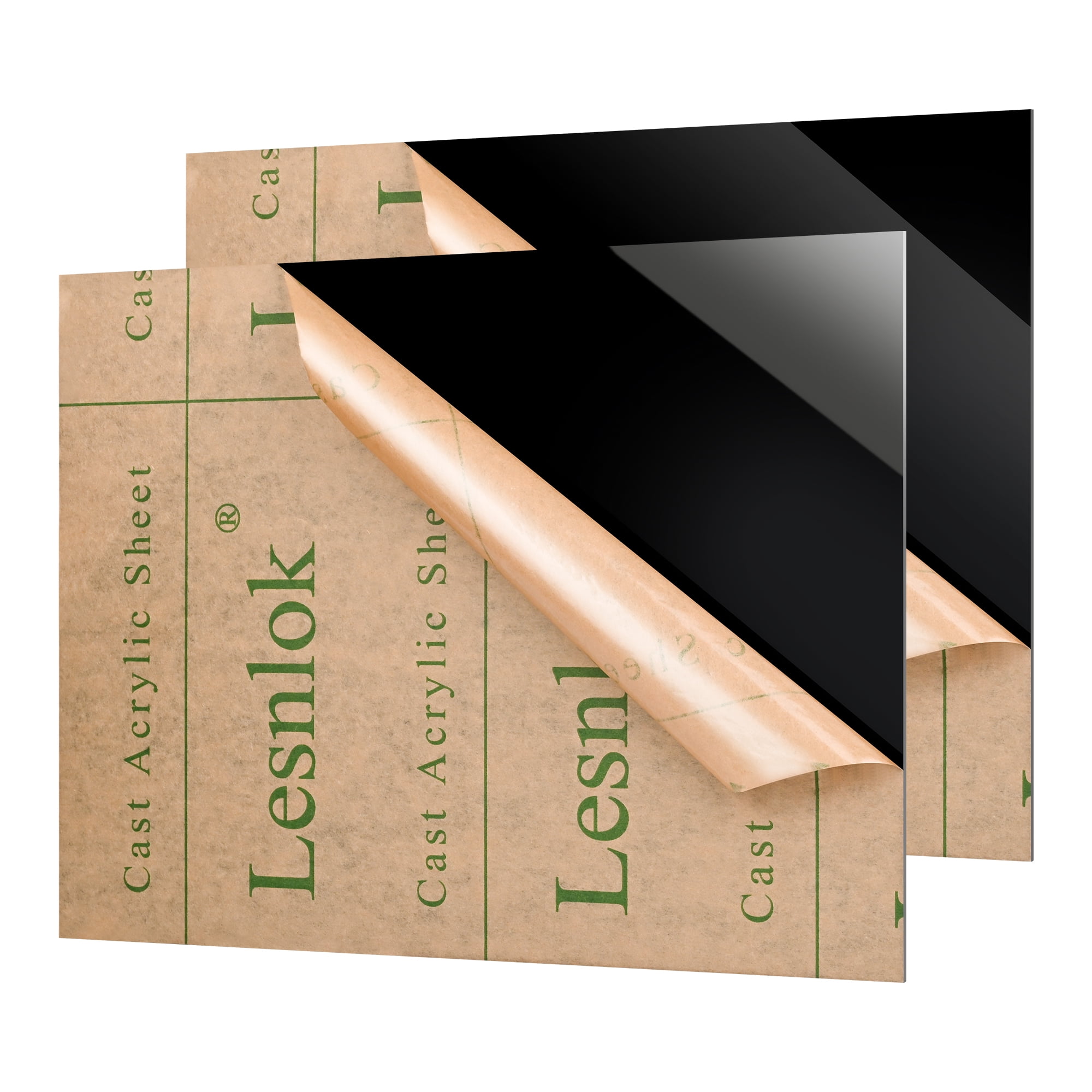2 Pack Black Opaque Plexiglass Sheet 12 x 16 x 1/8 Black Cast Acrylic