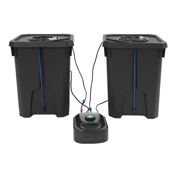 2-Pack Black PP Hydroponics Growing Buckets 7.13Gal - 110V Drip Irrigation System for Home & Commercial Gardening