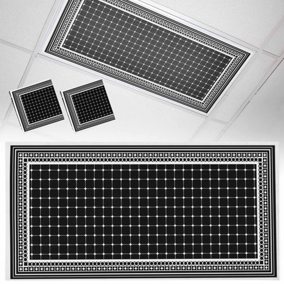 2 Pack Black Plaid Fluorescent Light Covers for Ceiling Lights Country Rustic Farmhouse Geometric Lines Grids Checkered Magnetic Ceiling Light Covers Overhead Light Filters for Office Classroom Home