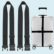 2- Pack Black Premium Luggage Straps with 3-Dial Combination Lock - Adjustable for 20 to 34 Suitcases, Quick-Release Buckle, Ideal for Outings