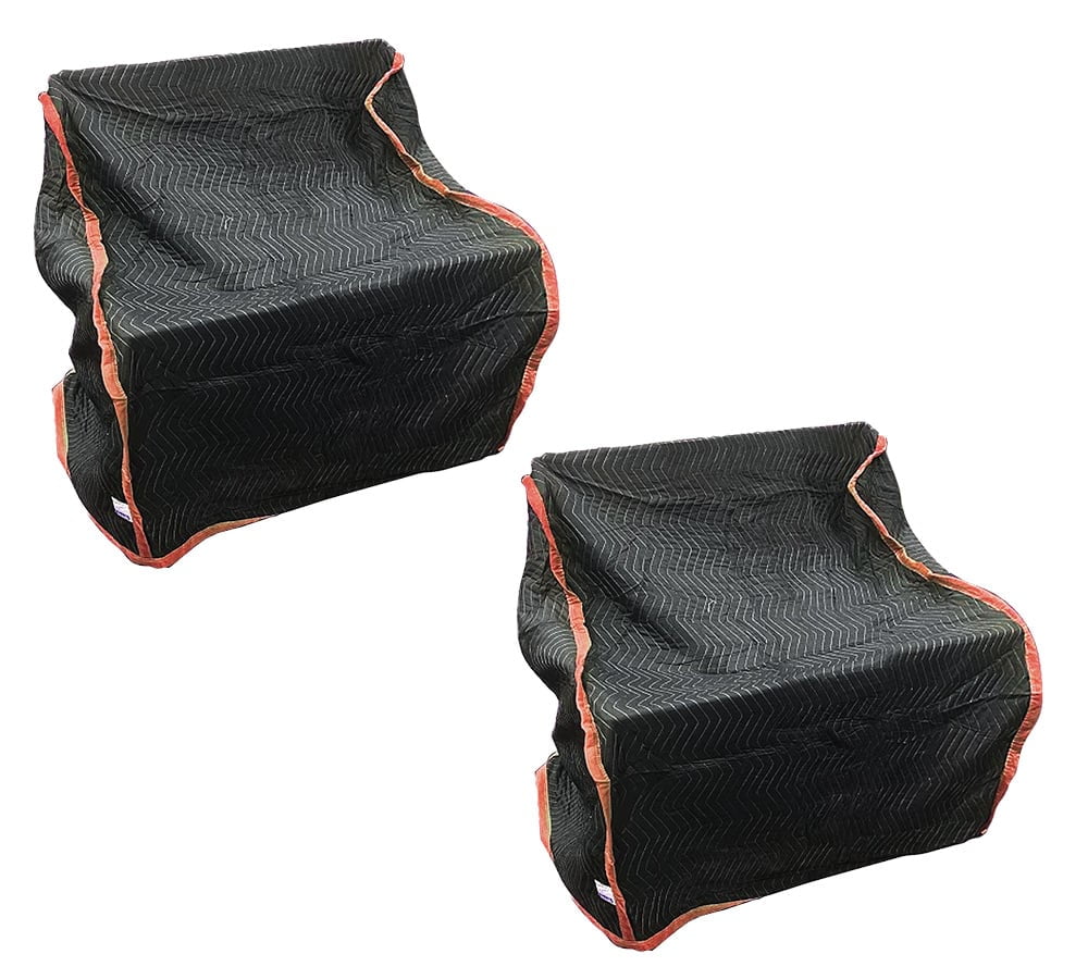 2 Pack Black Quilted Moving and Storage Blanket for Chair - 36