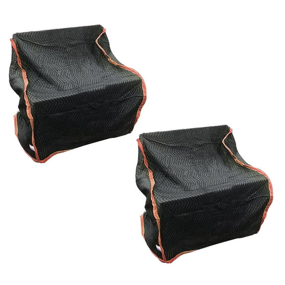 2 Pack Black Quilted Moving and Storage Blanket for Chair - 36"x39"x46" Washable and Reusable Polyester Zig-Zag Stitching Recliners Moving Cover